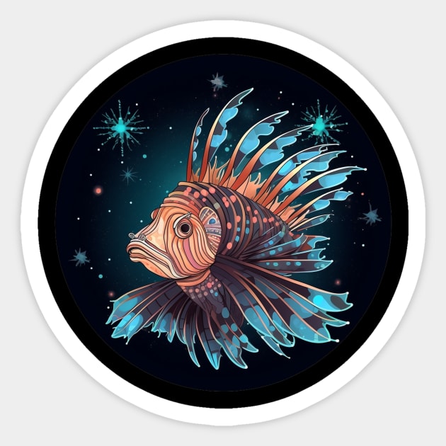 Lionfish in Ornament, Love Fishes Sticker by logiamerch